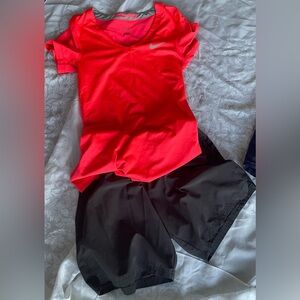 Nike Bright Red Tee and Black Shorts Combo